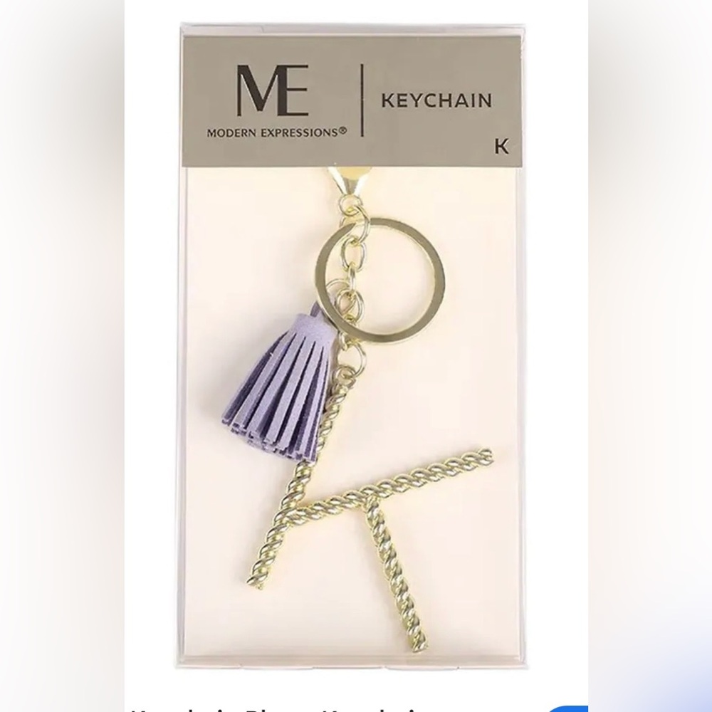 NEW! Modern Expressions Monogram Keychain Gold and Purple Tassel - LETTER K
